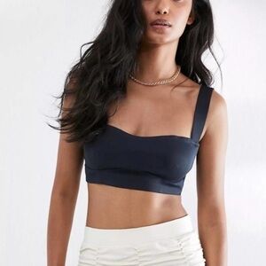 Free People Black Naomi Longline Bra